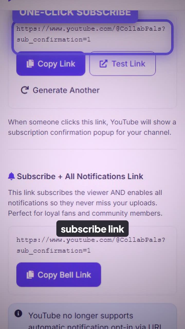 Make a one-click YouTube subscribe link (free, no sign up)